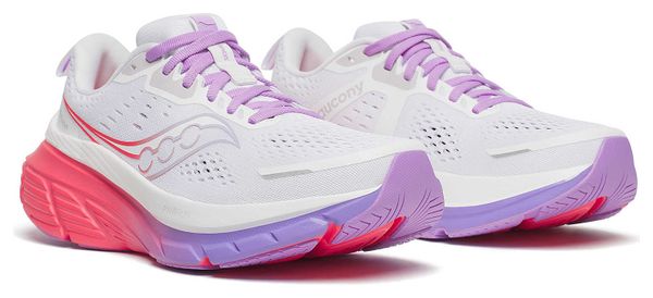 Chaussures Running Saucony Guide 18 Blanc/Rose/Violet Femme