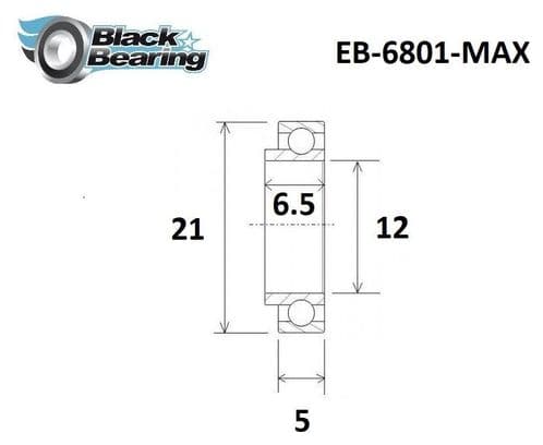 Roulement Max - Blackbearing - 6801-E 2rs - 12 x 21 x 5/6 5 mm