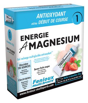 Pack of 6 Fenioux Amagnesium Energy Gels - Red Fruits - 6x35 g