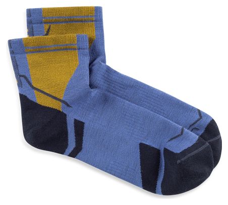 Chaussettes Buff Merino Lightweight Quarter 4" Bleu/Beige 