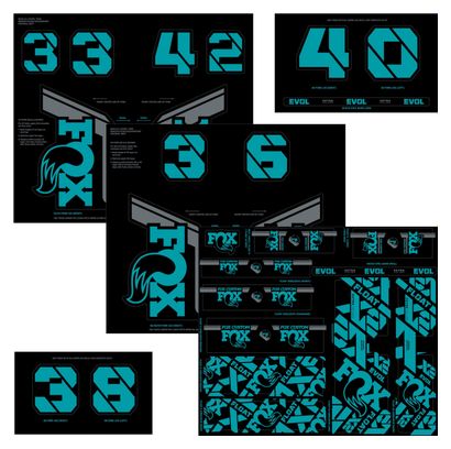 Kit Stickers Fox Racing Shox Fourche et Amortisseur Bleu Turquoise