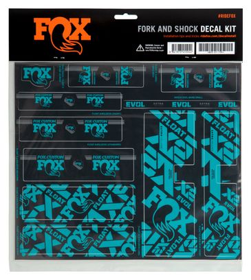 Kit Pegatinas Fox Racing Shox Fourche et Amortisseur Bleu Turquoise