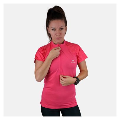 Maillot de manga corta R-Light rosa frambuesa 1/2 cremallera para mujer Raidlight