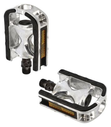 PEDALE CITY/URBAIN ALU OPTIMIZ ARGENT SURFACE ANTI DERAPANTE D 9/16 (PR)