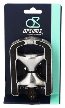 PEDALE CITY/URBAIN ALU OPTIMIZ ARGENT SURFACE ANTI DERAPANTE D 9/16 (PR)