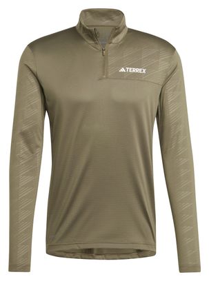 adidas Terrex Multi Khaki Heren 1/2 Zip Trui met lange mouwen