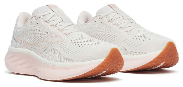 Chaussures Running Saucony Ride 18 Blanc/Rose Femme