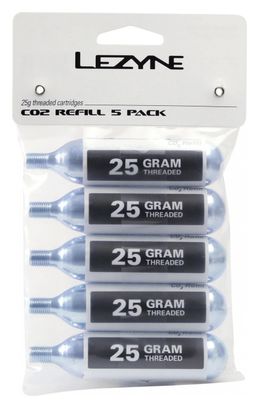 Lezyne 25 g CO2 Cartridges (5-pieces)