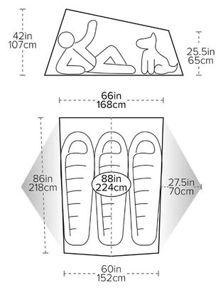 3-Personen-Zelt Big Agnes Tiger Wall UL3 Grau/Grün