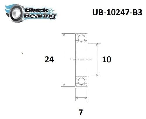 Roulement B3 - Blackbearing - 10247-2rs - 10  x  24  x  7 mm