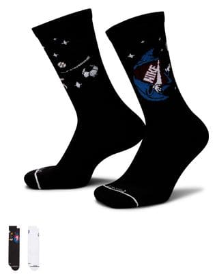 Unisex Nike Dri-Fit Everyday Plus Socks (x2) Black White