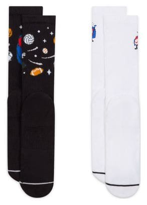 Nike Dri-Fit Everyday Plus Unisex Socks (x2) Black White