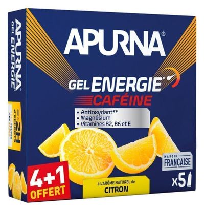 Gel Energético Apurna Limón Cafeína Paso Difícil 5x35g