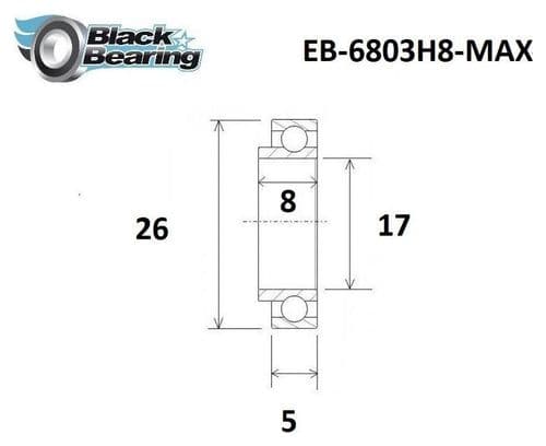 Roulement Max - Blackbearing - 6803H8-E 2rs - 17 x 26 x 5/8 mm