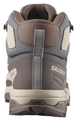 Salomon X Ultra 5 Mid GTX Grey Beige Women's Shoes