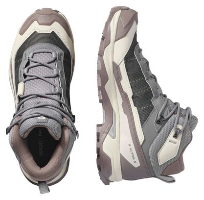 Salomon X Ultra 5 Mid GTX Grey Beige Women's Shoes