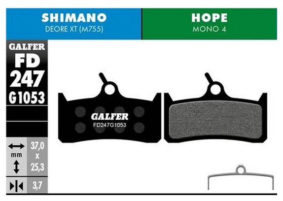 Par de pastillas de freno Galfer Semi-Metálicas Shimano Deore XT M755 / Hope Mono 4 Standard