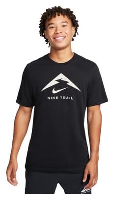 Nike Dri-Fit Trail Logo Kurzarmtrikot Schwarz