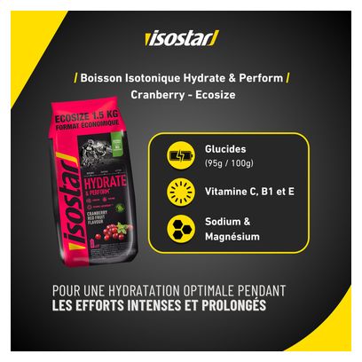 Isostar Hydrate &amp; Perform bevanda energetica al mirtillo rosso - 1,5 kg