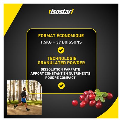 Isostar Hydrate &amp; Perform bevanda energetica al mirtillo rosso - 1,5 kg