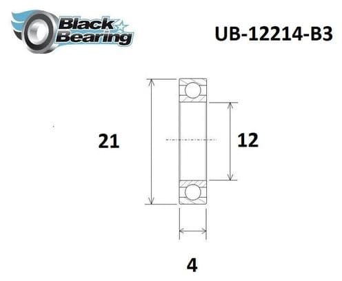 Roulement B3 - Blackbearing - 12214-2rs - 12 x 21 x 4 mm