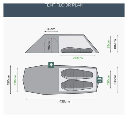 Highlander Respite 2 Extended Pine Green - Tente tunnel 2 personnes - Vert