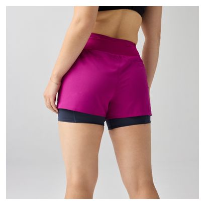Pantaloncini Brooks High Point 2.0 3in rosa/blu da donna 2 in 1