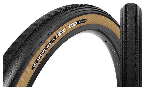 Panaracer GravelKing SemiSlick R Gravel Tire 700 mm Tubeless Ready Folding ZSG Gravel Compound BeadLock TuffTex R Black Amber Sidewall