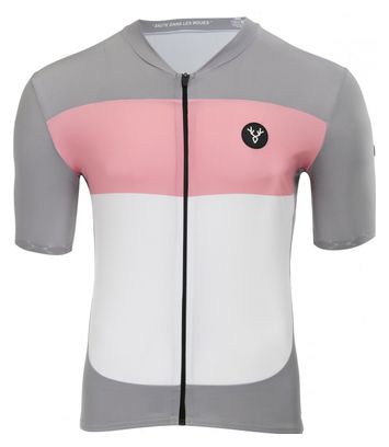 Maglia LeBram Eze grigia rosa manica corta vestibilità attillata