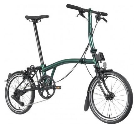 Brompton P-Line 4-Speed Folding Bike with Drop Handlebars in Racing Green