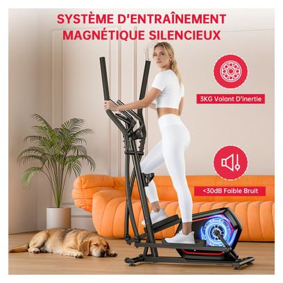Elliptique Fitness E200 magnétique pliable noir avec tapis