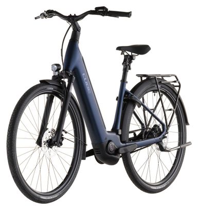 Bicicleta urbana eléctrica Cube Supreme Hybrid Deluxe One 600 con acceso fácil, transmisión por correa Shimano Nexus 5S, batería de 600 Wh y manillar de 700 mm, color azul índigo, 2026