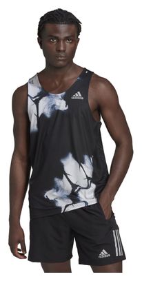 Camiseta de running adidas Run Fast Print Negro Blanco Hombre