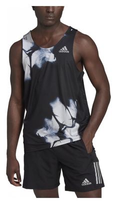 Camiseta de running adidas Run Fast Print Negro Blanco Hombre