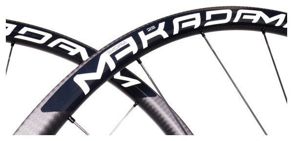 Paire de roues carbone route – MaKadamm evora 25 disc xpremium à pneus – 1130 gr la paire – centerlock – axe 12x100 | 12x142