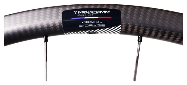 Paire de roues carbone route – MaKadamm evora 25 disc xpremium à pneus – 1130 gr la paire – centerlock – axe 12x100 | 12x142