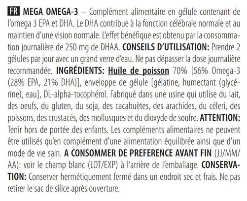 Mega Omega 3 (90 Caps) - Biotech Usa - Oméga 3