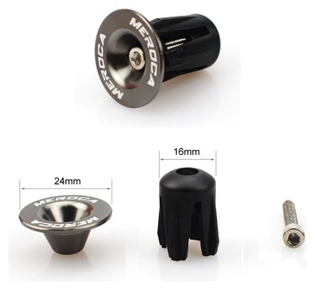 Bouchons de cintre vélo – 22 à 24 mm – Vis M4 – Gris