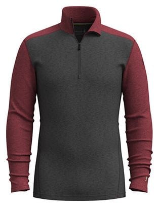 Smartwool Uomo Classic Thermal Merino 1/2 Zip Grey/Bordeaux Baselayer