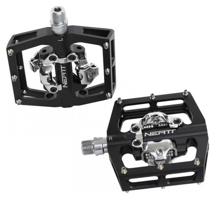 Neatt Double Side Clipless Pedals with Cages SPD Black