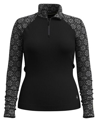 Baselayer Femme Smartwool Classic Thermal Merino 1/2 Zip Gris/Noir