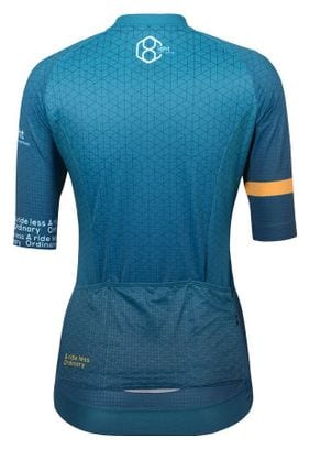 Maillot cyclisme femme manches courtes vert pétrole/jaune 8andCounting