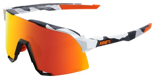 100% Hypercraft XS Brille - Soft Tact Grau - Mehrschichtige verspiegelte Gläser Rot Hiper