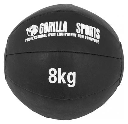 Médecine Ball Gorilla Sports Cuir Synthétique de 1kg à 10kg - Poids : 8 KG