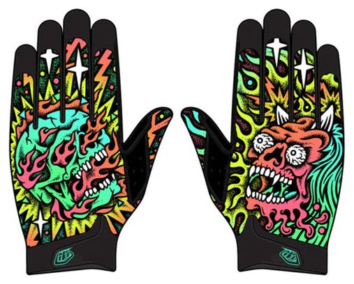 Troy Lee Designs Handschuhe LE AIR SKULL DEMON ORANGE/Grün
