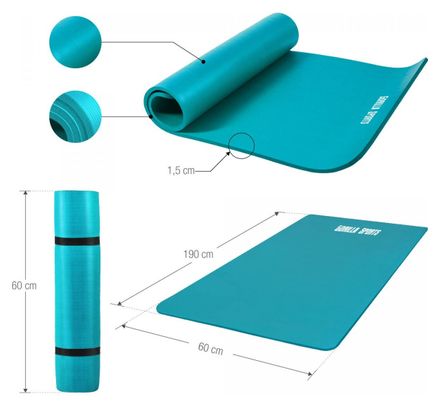 Tapis en mousse petit - 190x60x1 5cm (Yoga - Pilates - sport à domicile) - Couleur : BLEU