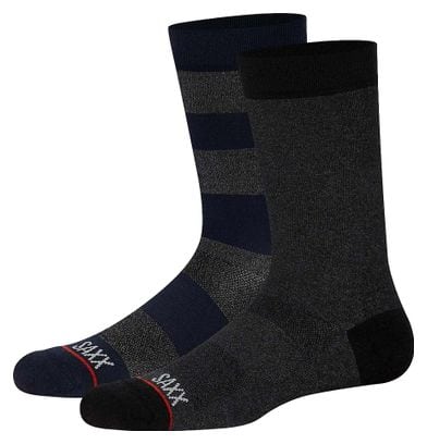 Pack of 2 Pairs of Saxx Whole Package Crew Ombre Rugby Socks Black