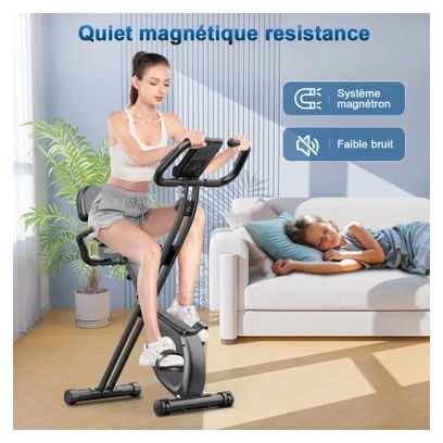 Vélo d’appartement Fitness pliable 4-en-1 magnétique compact Noir