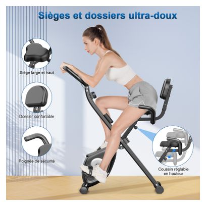 Vélo d’appartement Fitness pliable 4-en-1 magnétique compact Noir