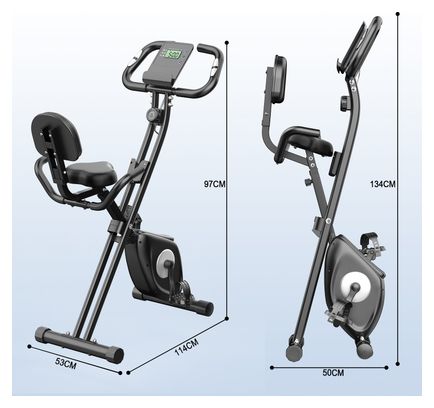 Vélo d’appartement Fitness pliable 4-en-1 magnétique compact Noir